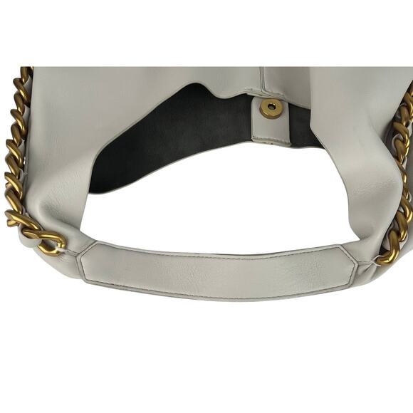 Faux Off White Leather Hobo Bag with Gold Chain Hardware - Picture 7 of 10